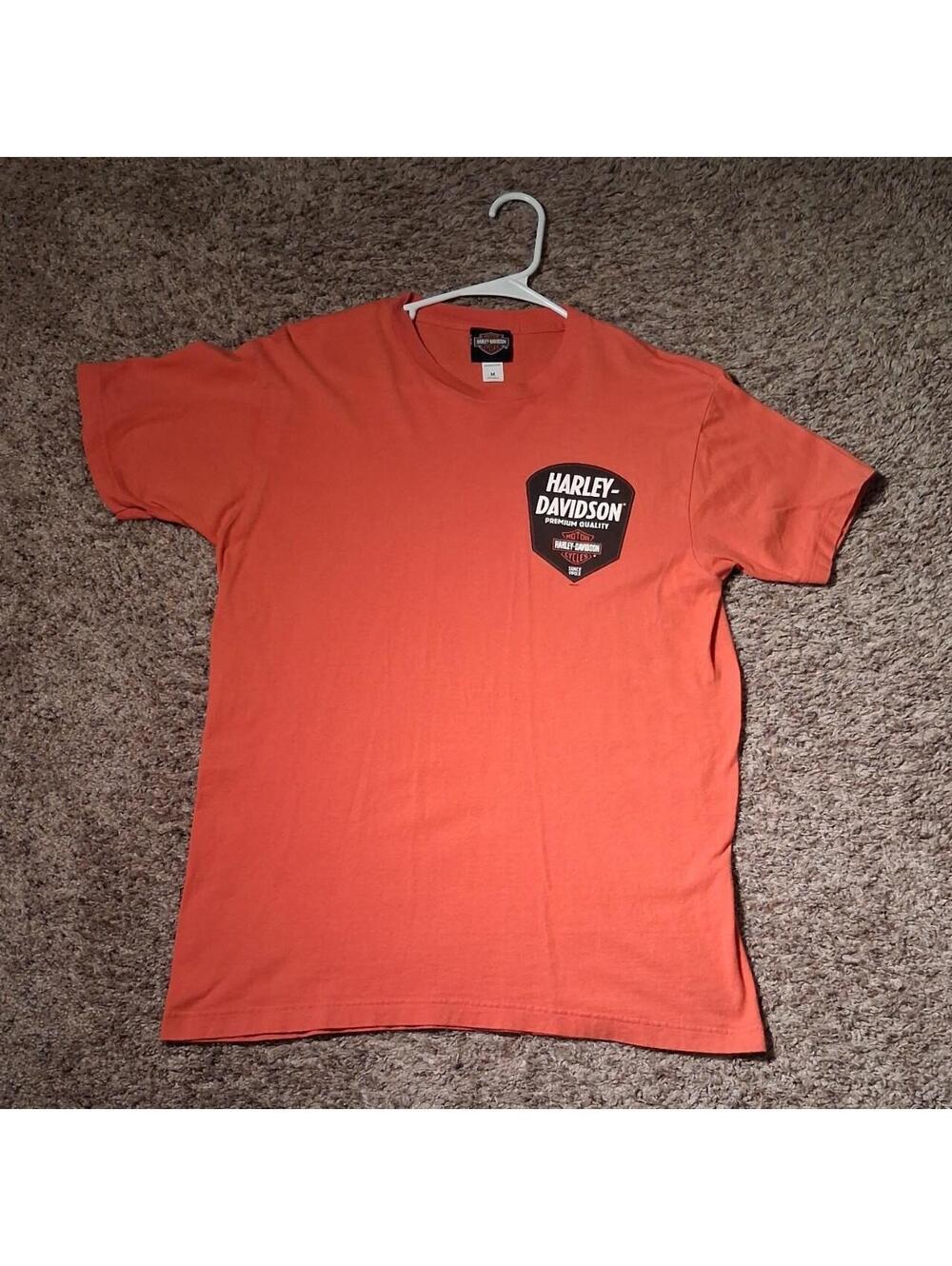 Harley Davidson Men's Orange and Red Tshirt